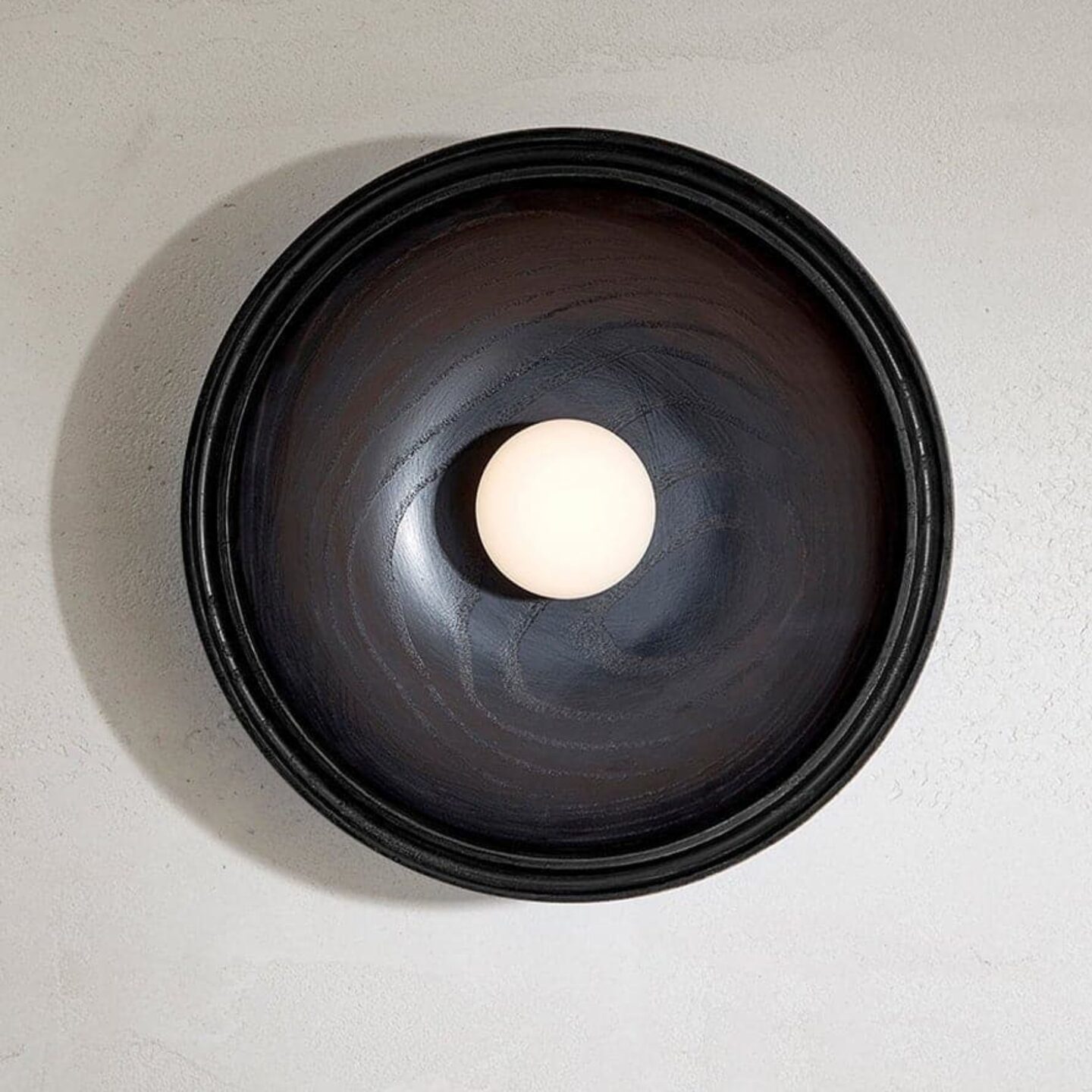 Selene Surface Sconce Large Blackened Ash & White Satin